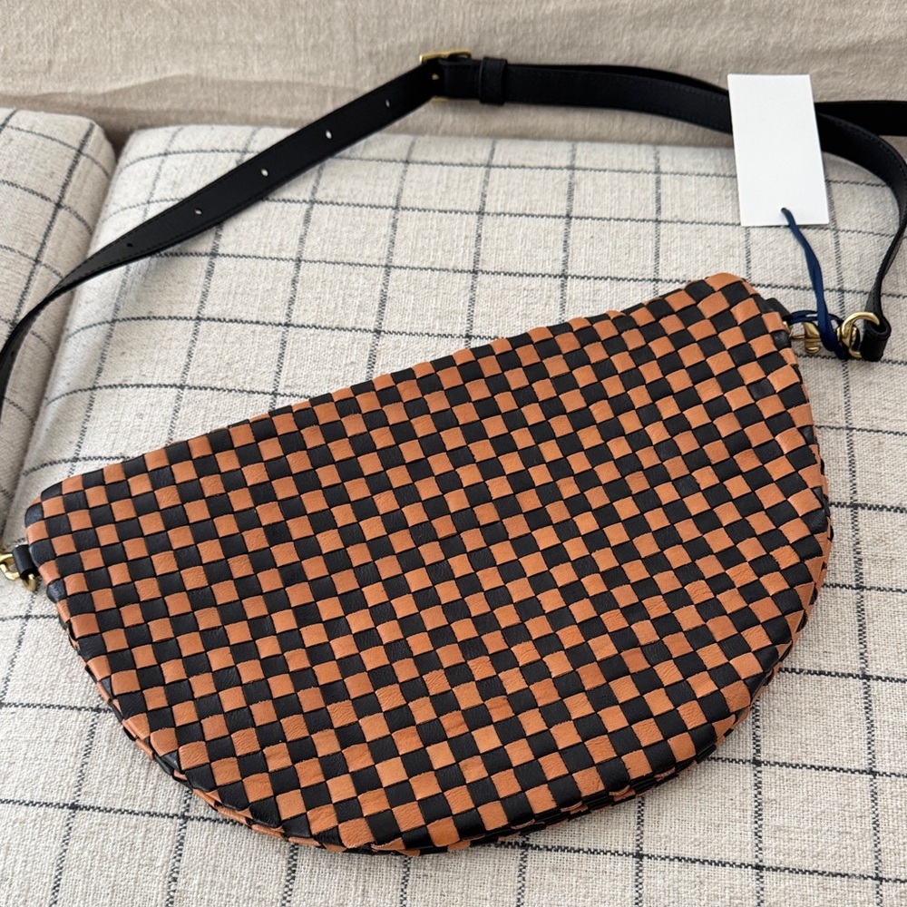 BNWT Clare V Black and Tan Checkered Grande Fanny RARE colorway Crossbody Bag - Picture 3 of 5